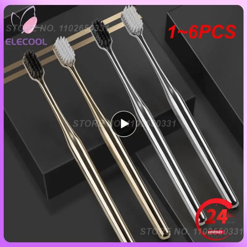 

1~6PCS Luxury Soft Toothbrush Men Women Adult Tooth Brush Gold Silver Brushes Elegance Gentle Toothbrushes Drop Shipping