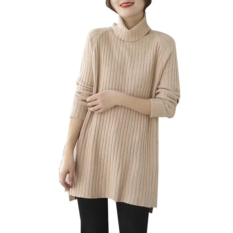 Свободная и удобная универсальная трикотажная одежда тонкий Топ с длинным