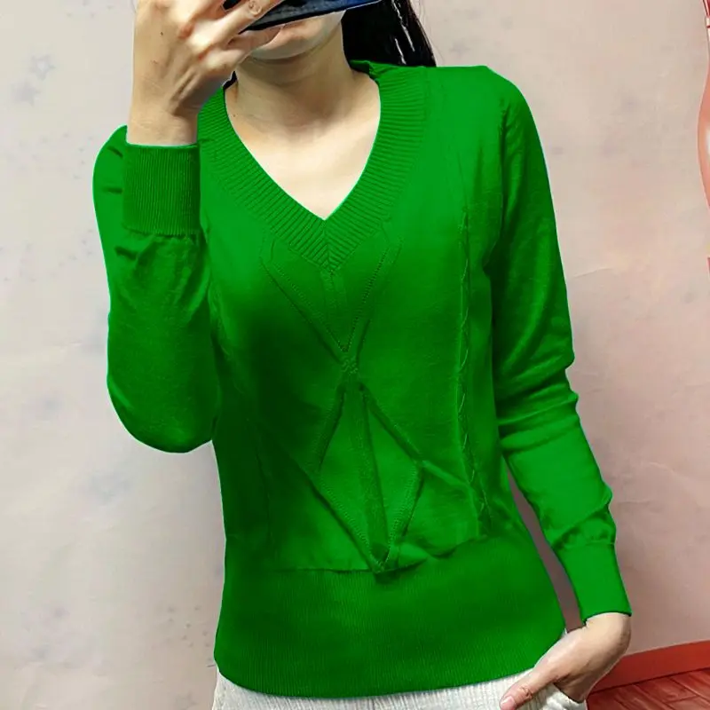 Модные вязаные свитера со складками и V-образным вырезом женская одежда новинка