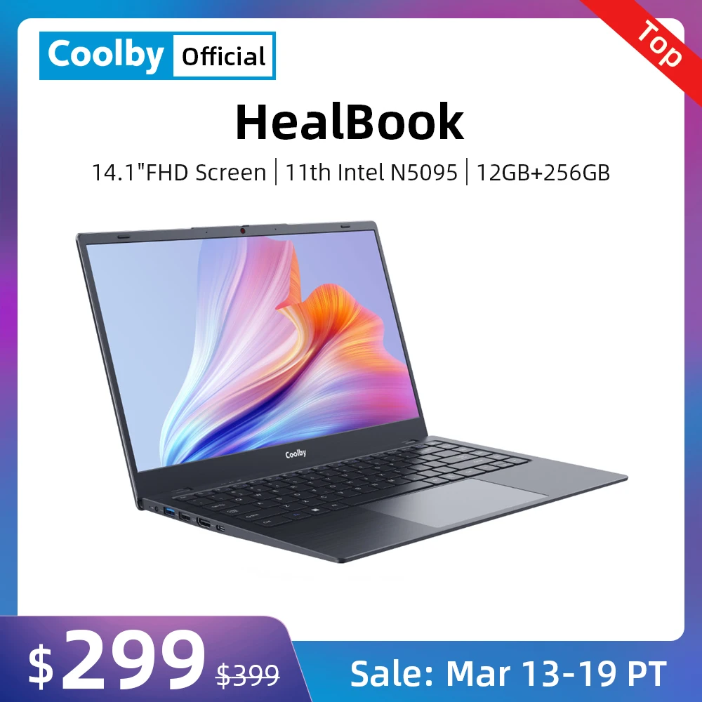 Coolby HealBook Laptop 14.1 FHD Screen Intel Celeron N5095 Quad Core 12GB RAM 256GB ROM Windows 11 Computer Notebook