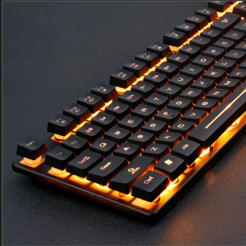 Игровая клавиатура Gamer для ПК, ноутбука, настольного компьютера с RGB-подсветкой, эргономичным дизайном, защитой от воды, мультимедийной функциональностью и механическими клавишами.
