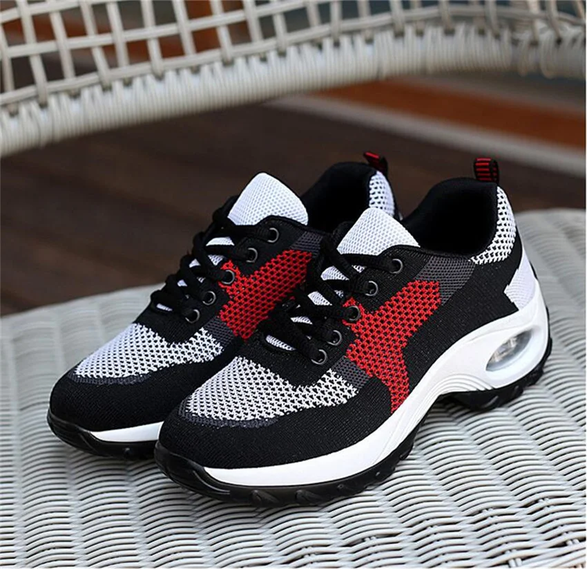 All-match Fashion Women Air Cushion Running Shoes Flying Weaving Vamp Low-top Outdoor Breathable Casual Sneakers Summer 2023