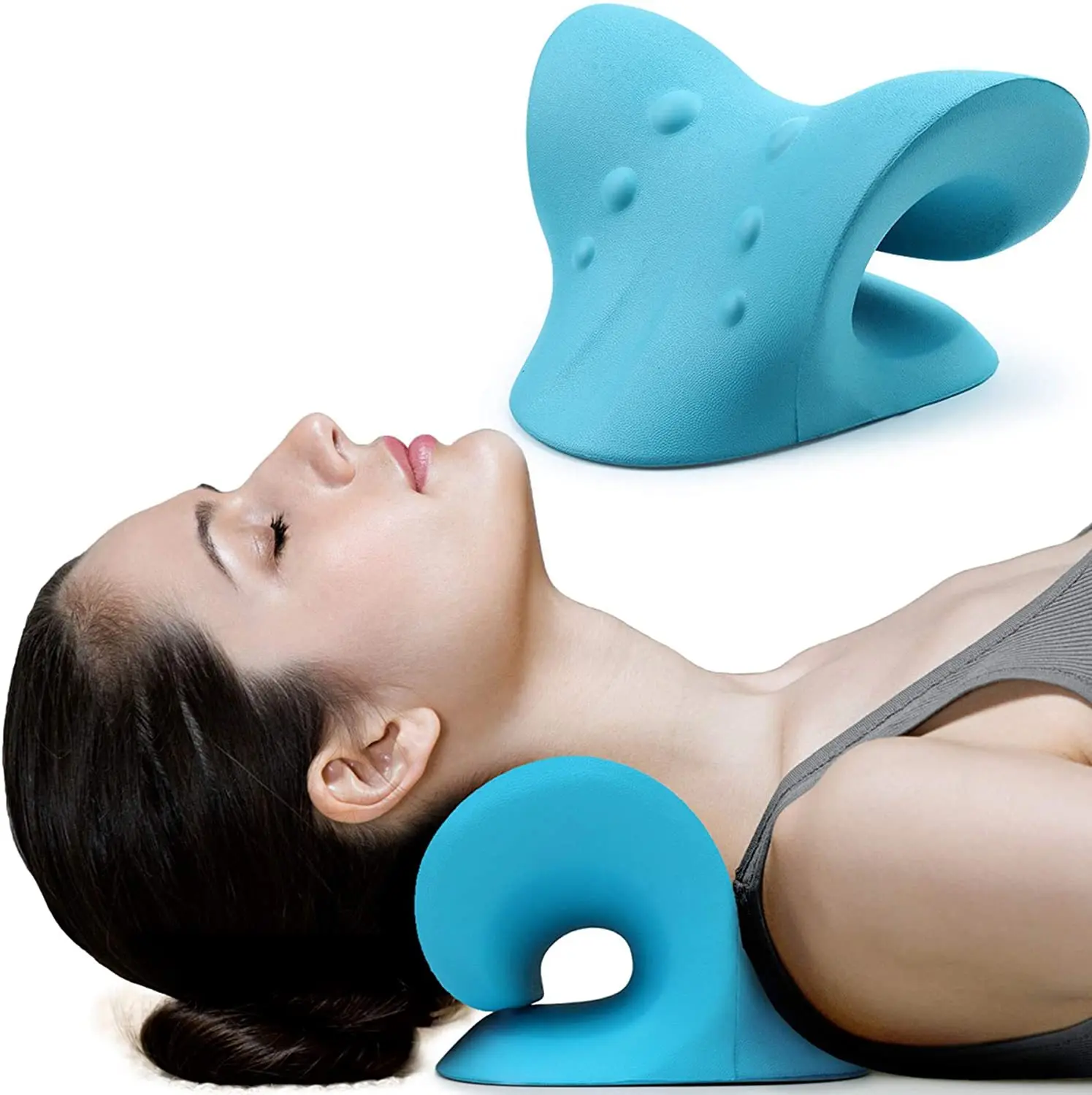 

Pillow Neck Shoulder Relaxer Cervical Traction Device For TMJ Pain Relief Cervical Spine Alignment Chiropractic Neck Stretcher