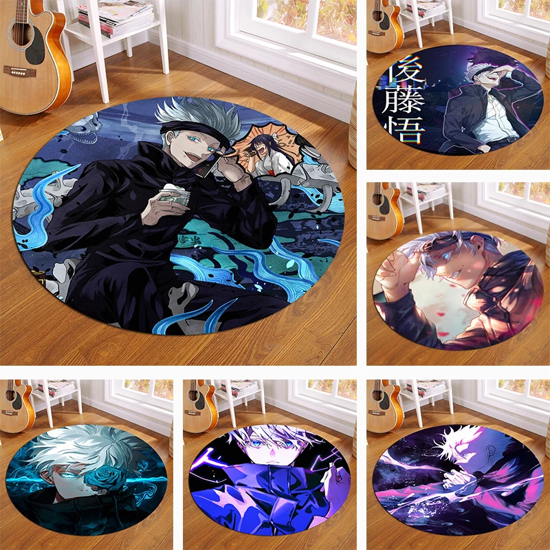 

Home Designs Jujutsu Kaisen Anime Rug Gojo Rugs for Bedroom Round Area Carpets for Living Room Door Mat Entrance