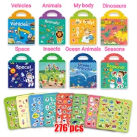 education children self adhesive stickers books reusable stickers for kids puzzle learning cartoon stickers for children gift