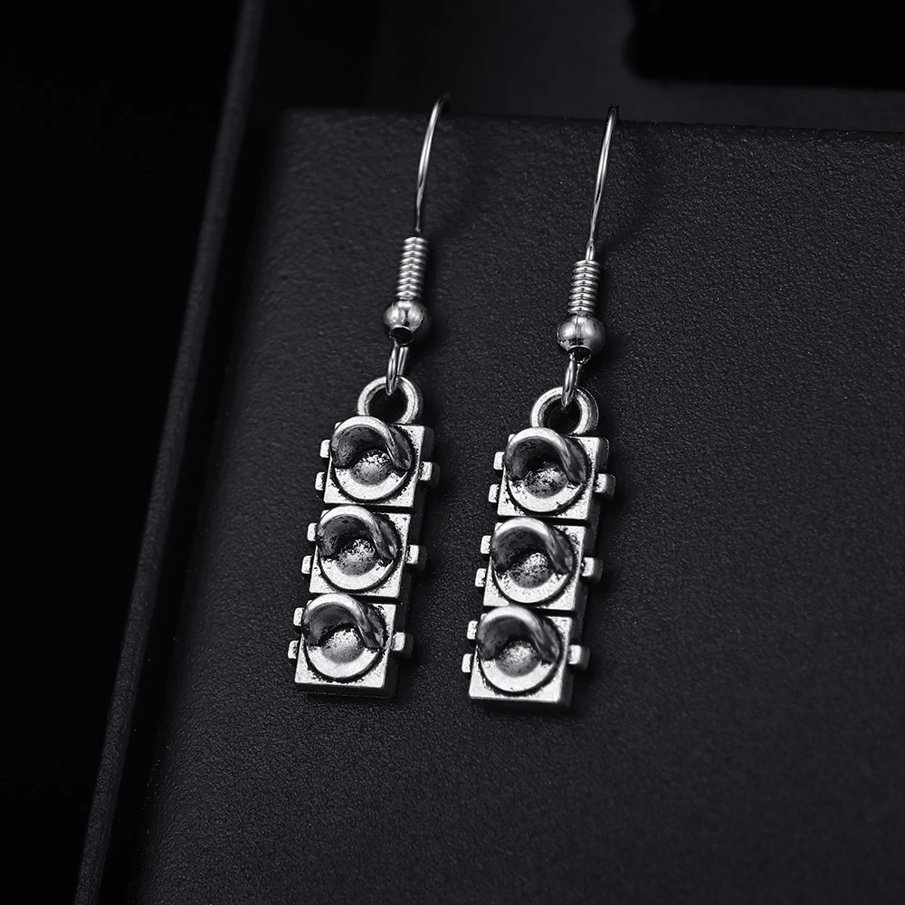 Винтажные серьги-подвески в форме светофора антикварные посеребренные серьги