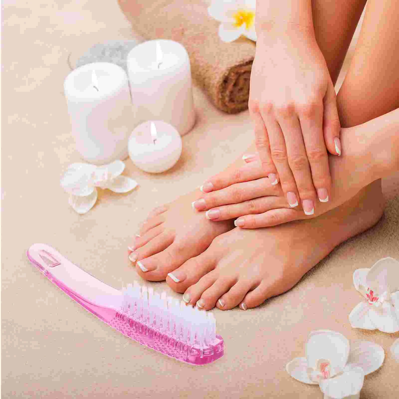 

2 Pcs Brush Handle Grip Nail Brushes Cleaner Dust Scrubber Plastic Manicure Nails Supplies