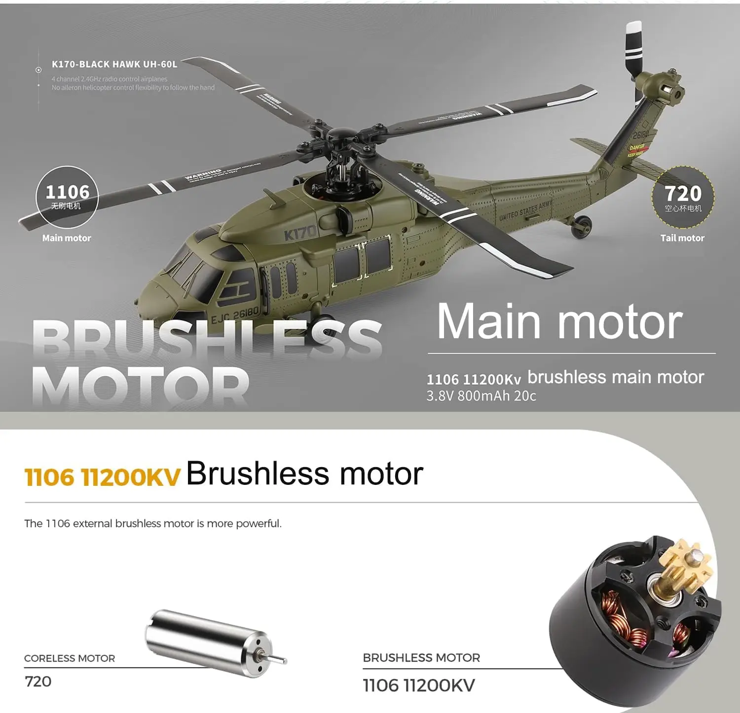 Радиоуправляемый вертолет Ssccgym K170 зеленый