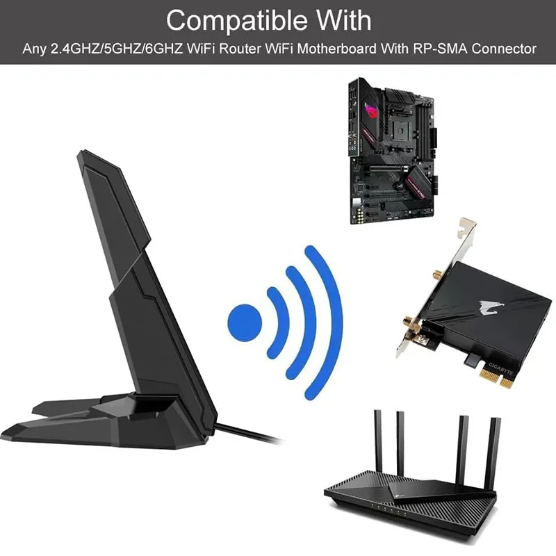 Внешняя трехдиапазонная магнитная базовая антенна 2,4G5G6GHz WiFi 6 6E для GIGABYTE AORUS Z790 B650 B550 B450 B560I ASUS ROG Strix (art.: 3920cca1bbf33) - 3920cca1bbf33