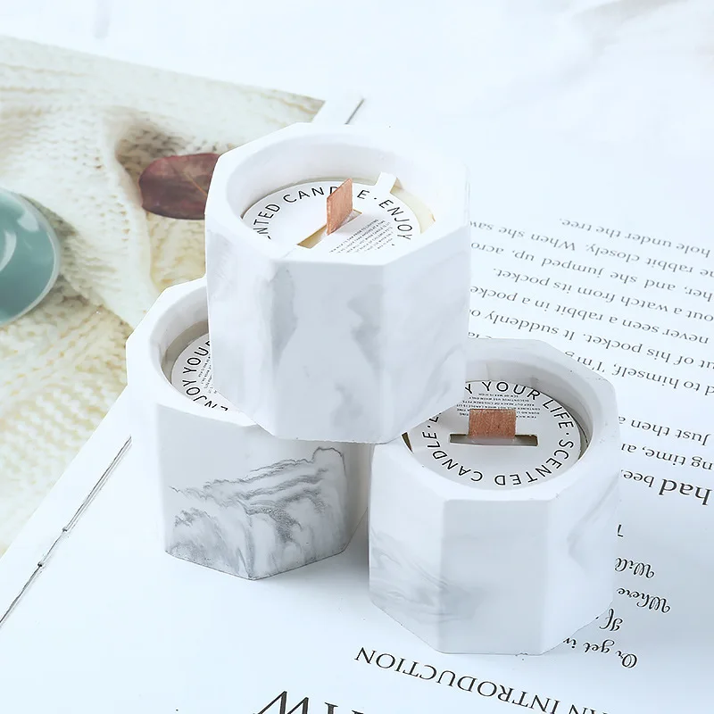 Набор Ароматических Свечей ароматерапия банка для свечей Мраморная текстура