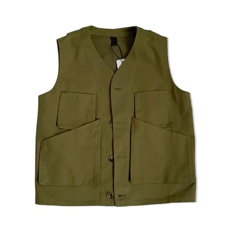 

Autumn Korean Version Large-capacity V-neck Multi-pocket Work Vest Men's Hiking Cycling Travel Casual Waistcoat With Buttons
