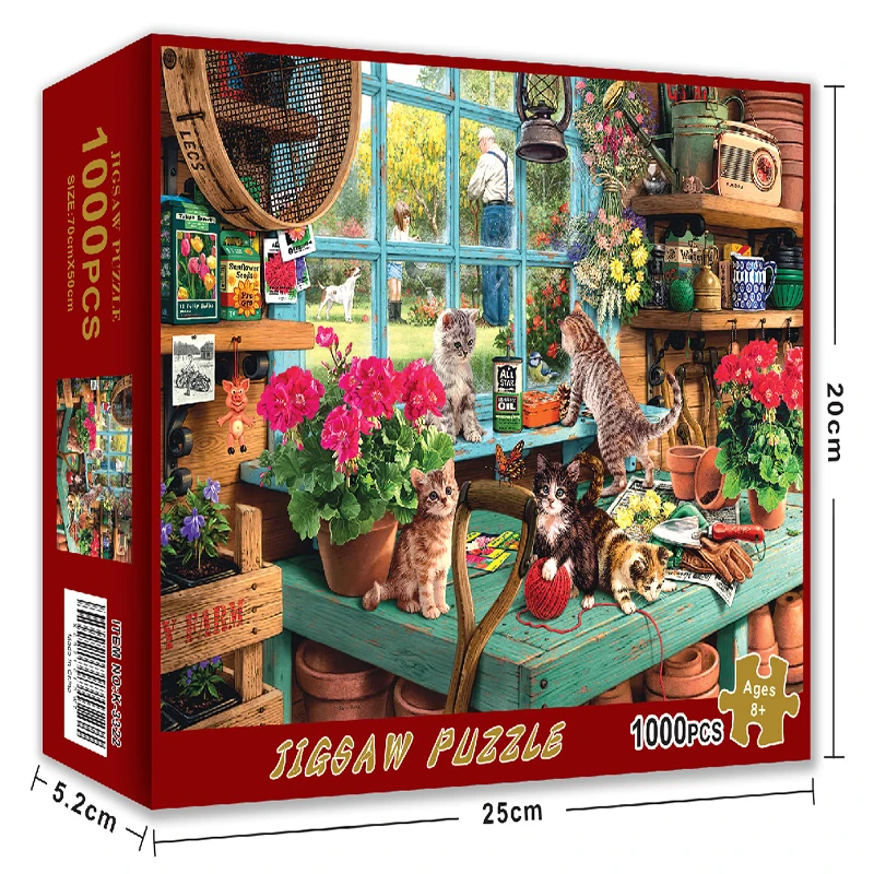 

700x500mm New Colorful Windowhill Cat Puzzle 1000 Piece Adult Gift Paper Jigsaw Game 1mm Thin Style Kids Toy Wholesale Item