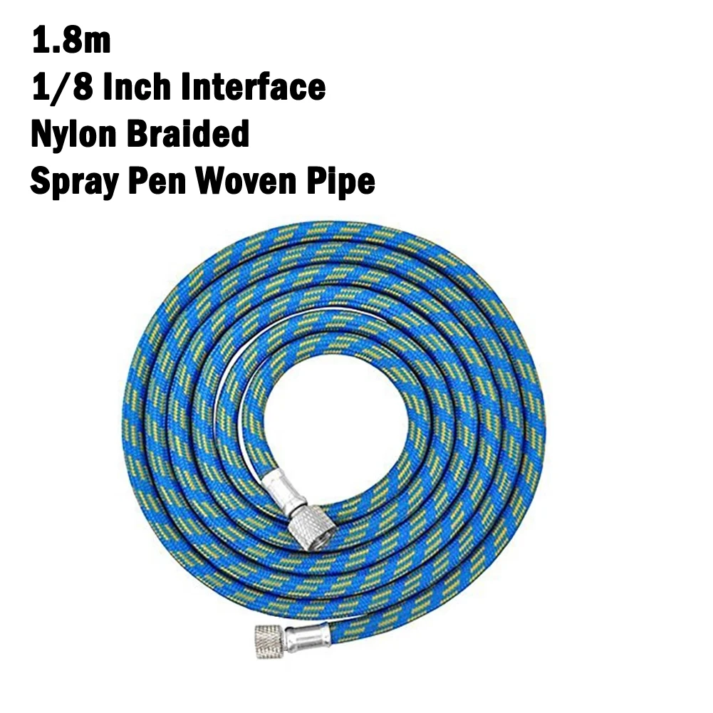 

5.9ft Nylon Braided Airbrush Hose Blue With Standard 1/8" Size Fitting Connector For Airbrush Air Compressor Accessories