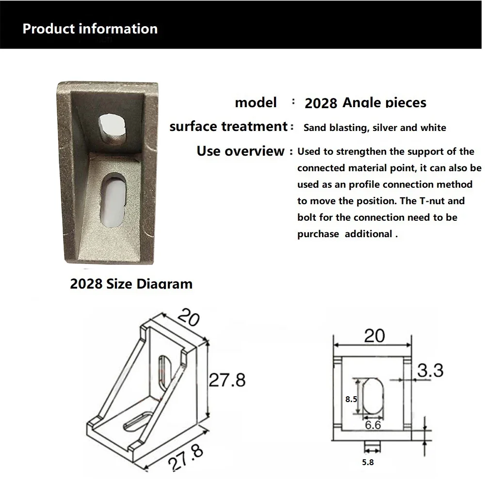 20 шт. 2028 кронштейны угловой монтаж алюминиевый 20x28 L соединительный кронштейн