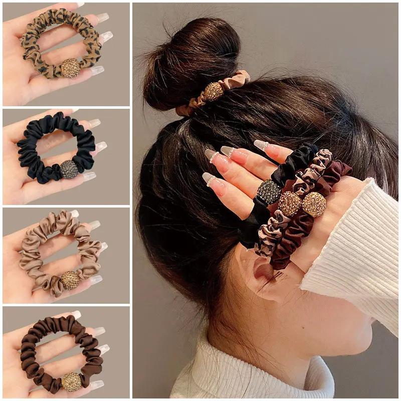 

Hot Women's Large Intestine Hair Ring Imitation Diamond Flash Hair Rope Girls Ponytail Rubber Bands Rhinestone Adult Headdress