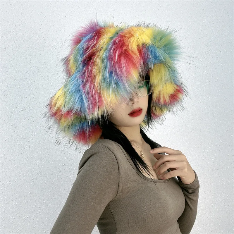 

Новинка 2023, стильная плюшевая теплая шапка из искусственного меха, плотная осенне-зимняя крутая шапка с капюшоном для девушек