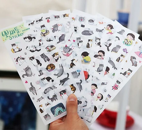 

15 упаковок необычных новых наклеек в виде кошек для дневника, декоративные наклейки для скрапбукинга, бесплатная доставка