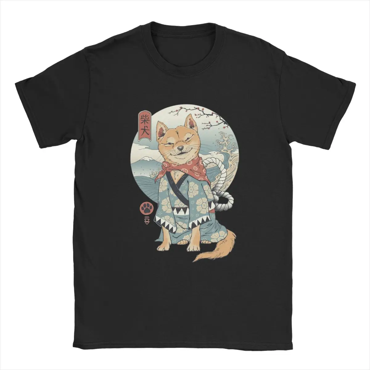 

Japan Style Ukiyo E Funny Samurai Shiba Inu T Shirt Men Cotton Novelty T-Shirt Crewneck Dog Tees Short Sleeve Clothing Party