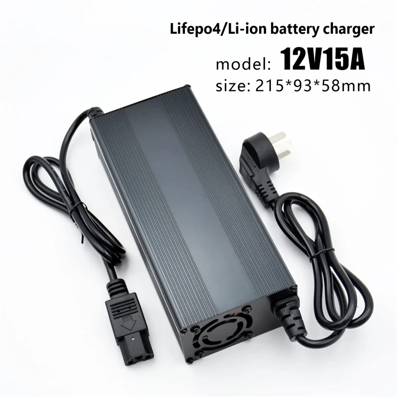 

12V 15A Smart Charger 3S 4S 12V 15A High Power Charger for 12.6V 12.8V 16.8V Li-ion Lifepo4 Battery Pack With Fan Aluminum Case