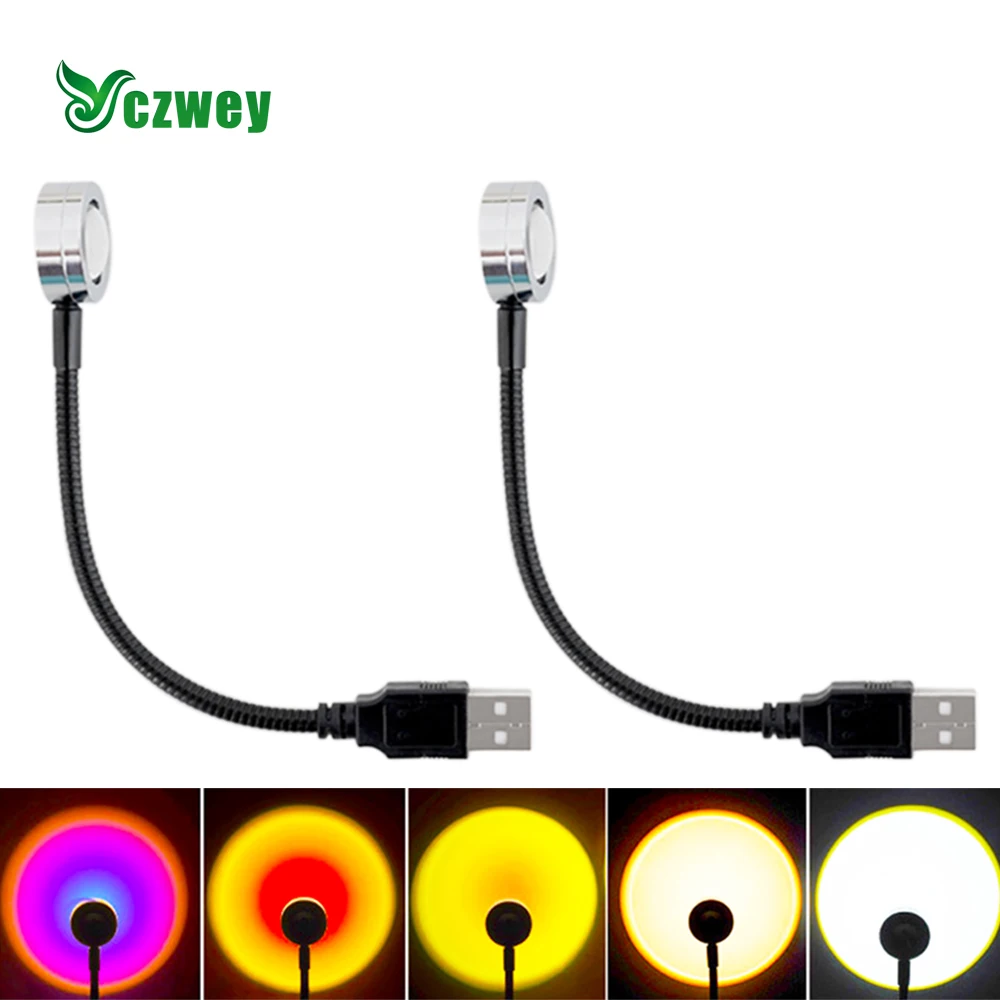 

Sunset Lamp USB Rainbow Projector Atmosphere RGB Night Light Home Decoration Photography Lighting Coffee Shop Wall Decor Lights