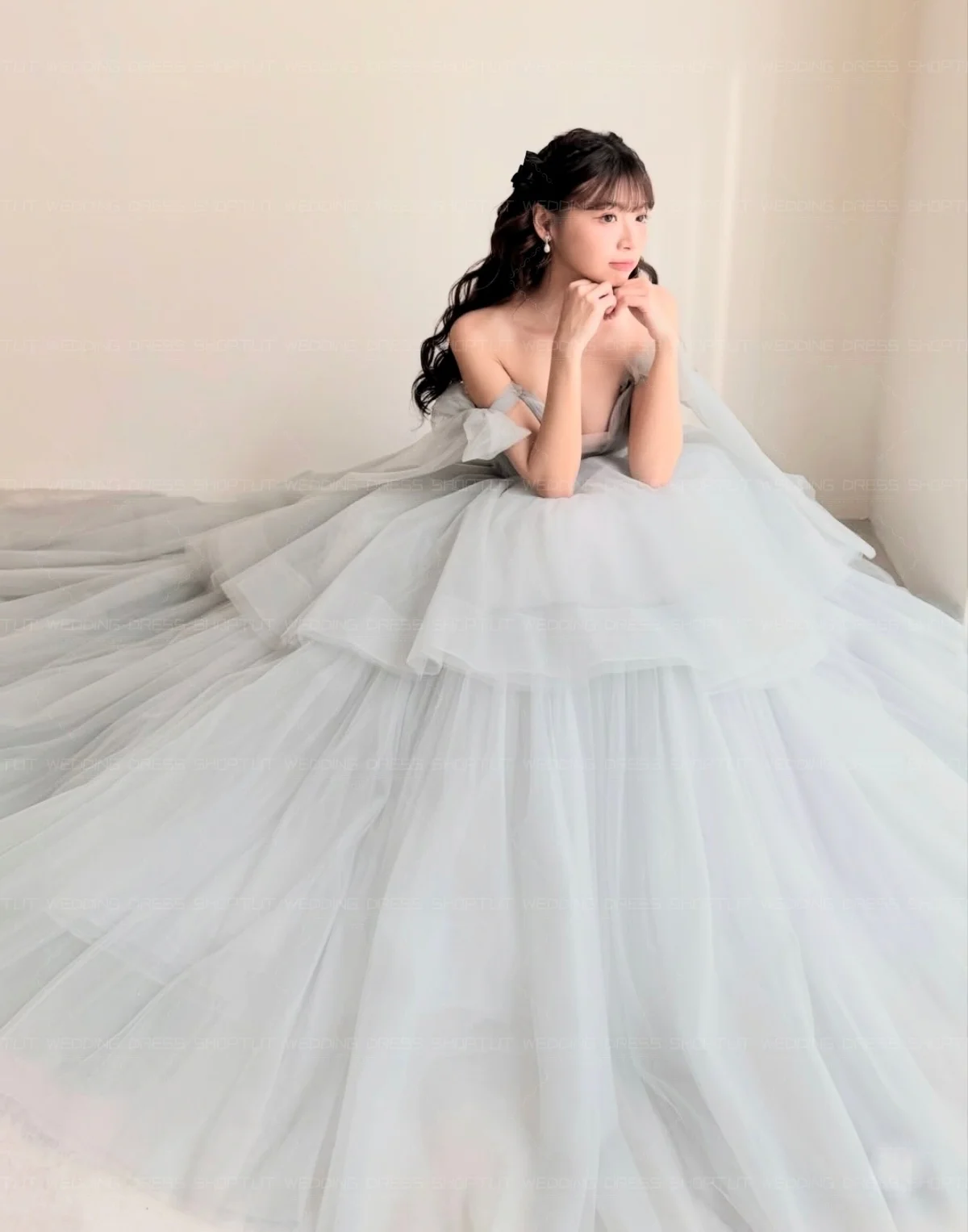 Фото Вечерние платья TLIT Princess из многослойного фатина конфетных цветов, на заказ, с открытыми плечами, с бантом, для выпускного вечера, корейские свадебные платья для фотосессии №5