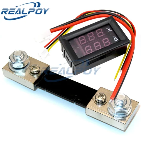 Мини-вольтметр REALPOY 0-100В 100А красный+синий
