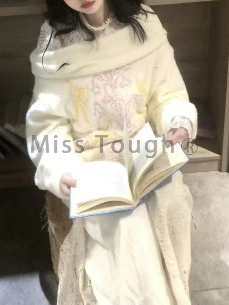 Японский модный милый вязаный свитер женский осенне-зимний пуловер в стиле