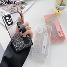 Блестящий Мягкий чехол с градиентными блестками и ремешком на запястье для Xiaomi POCO X3 NFC F3 M3 Redmi Note 10 Pro Max 9 8 9T 9C 9S K40