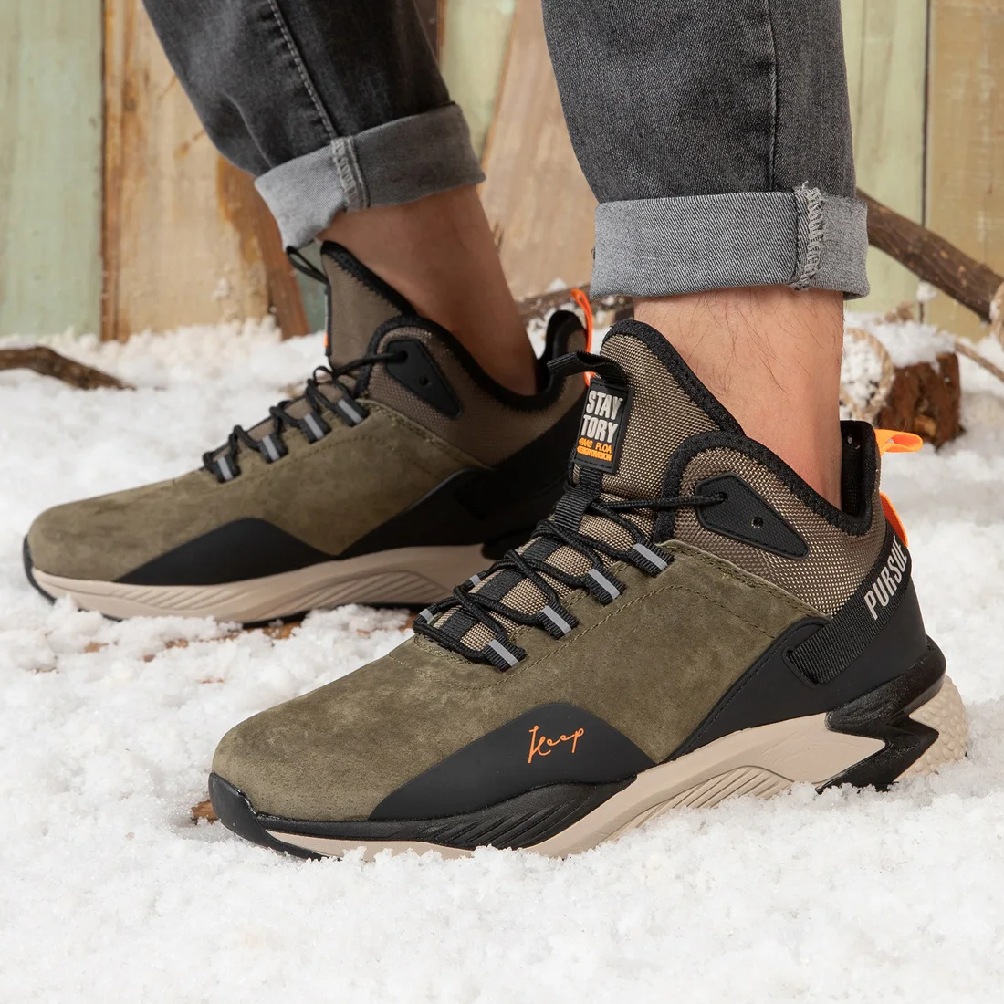 Baasploa 2023 Men's Winter Warm Cotton Shoes Waterproof Non-slip Casual Running Shoes Fashion Male Damping Hiking Walking Shoes