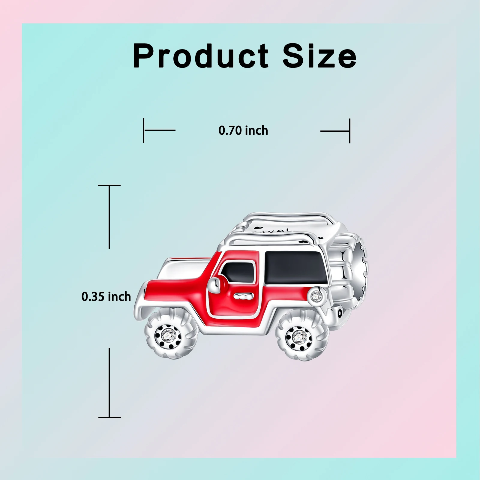 Стерлингового Серебра 925 красный джип автомобильный кулон подвеска подходит для
