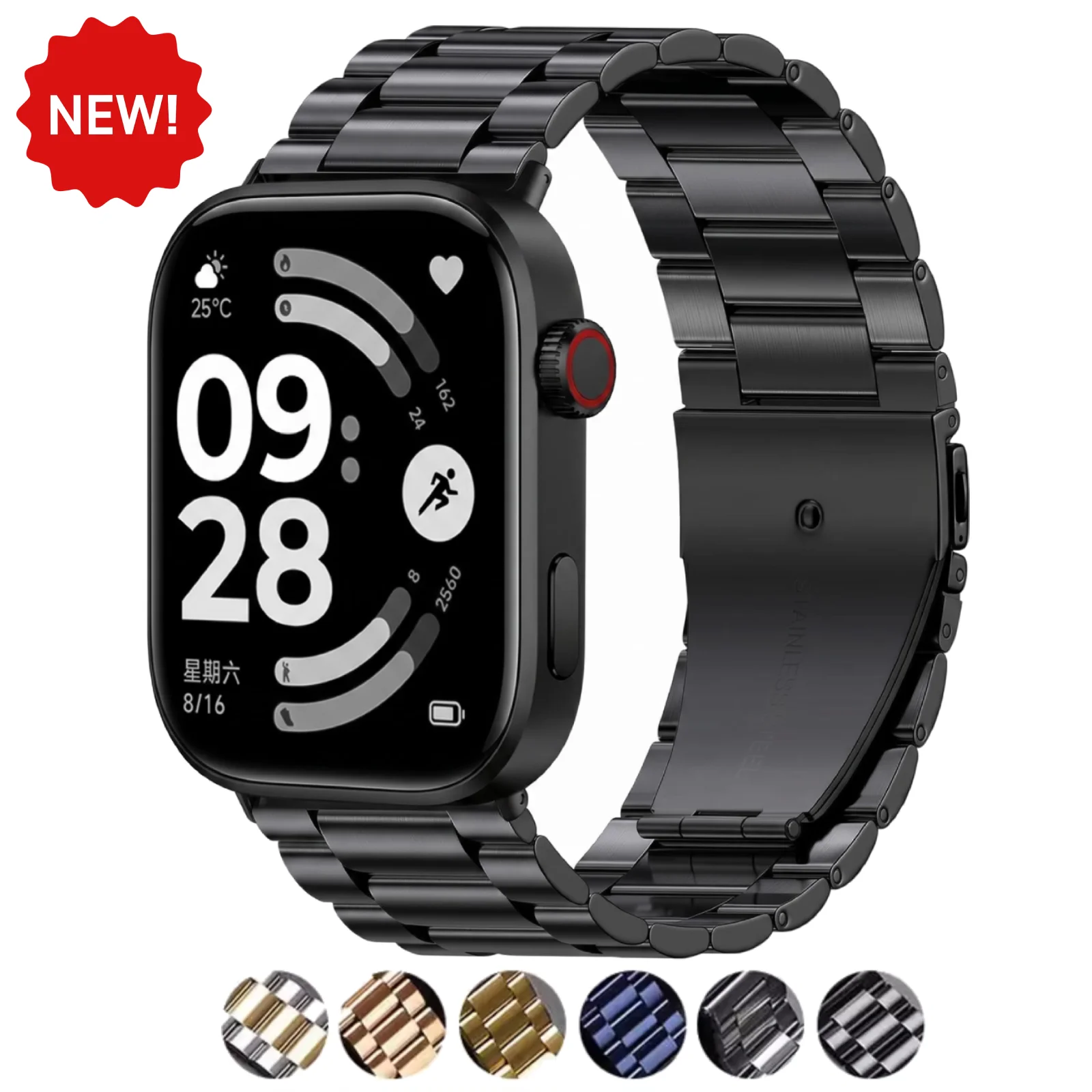 Фото Ремешок из нержавеющей стали для Xiaomi Mi Band 9 Pro/8 Pro, для Redmi Watch 4 5 6, металлический браслет для умных часов, сменный ремешок, Correa №1