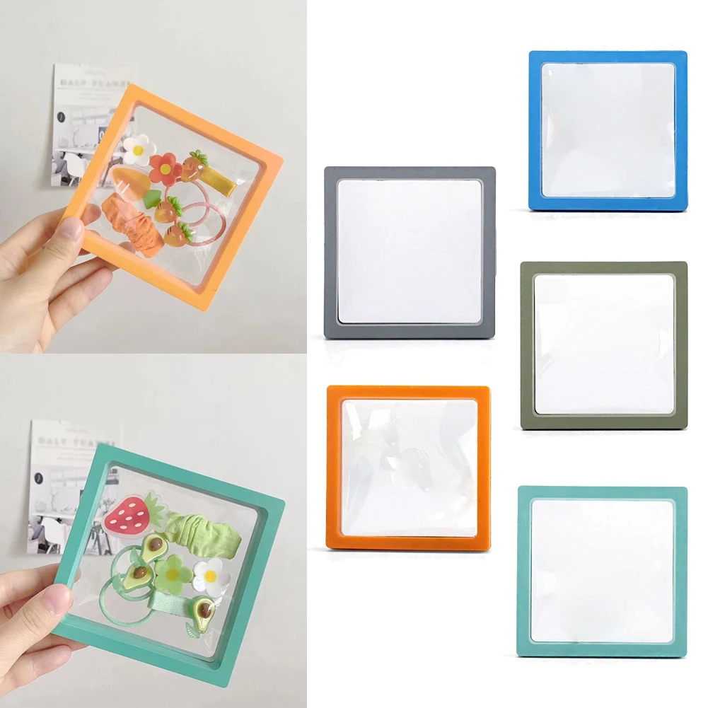 

1Pc PE Film Colorful Jewelry Storage Box Dustproof Suspended Floating Transparent Decoration 3D Floating Jewelry Display Frame