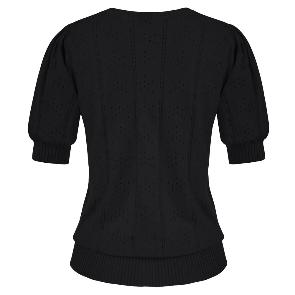 Женский короткий кардиган с рукавами-фонариками V-образным вырезом