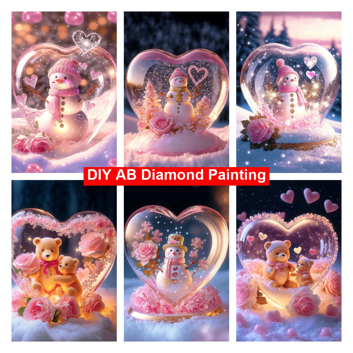

Алмазная 5D картина «сделай сам» с милым медведем, в форме сердца, с бусинами AB, полная вышивка, мозаика для вышивки крестиком