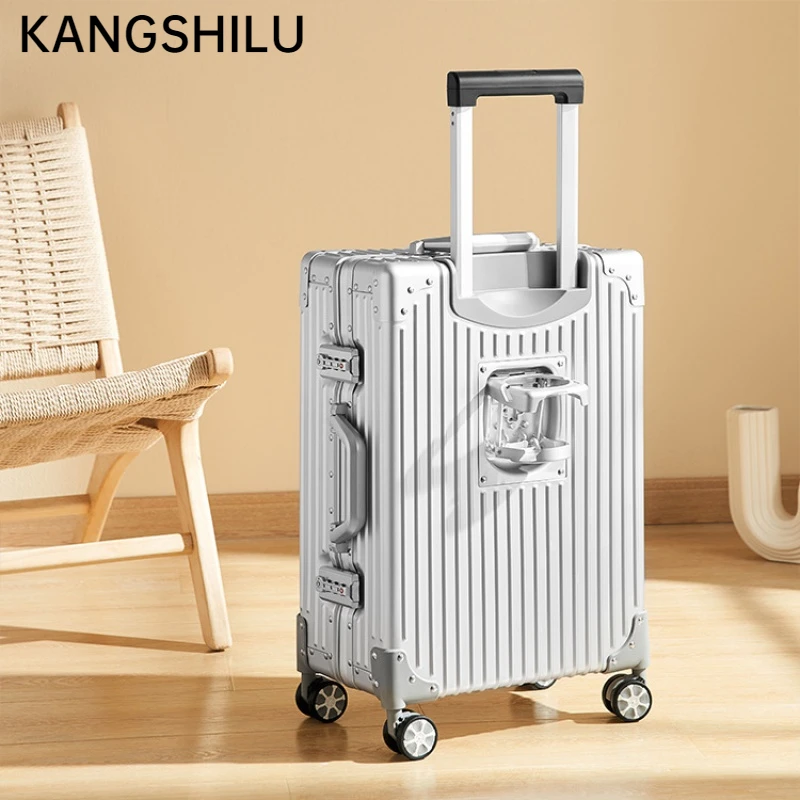 

Новинка, 20-дюймовая тележка KANGSHILU из алюминиево-магниевого сплава, стандартный замок на таможне, Универсальные женские чемоданы для путешествий с колесами