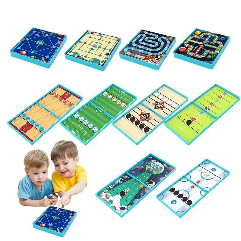 Складная Настольная игра 10 в 1 для быстрого воздушного хоккея