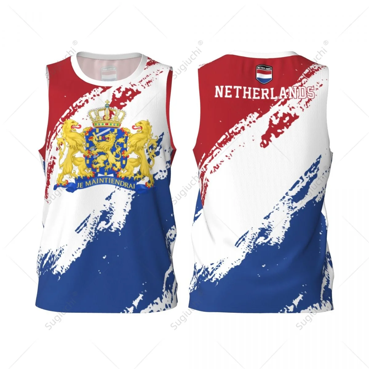 Мужская баскетбольная спортивная футболка с флагом Нидерландов для бега фитнеса