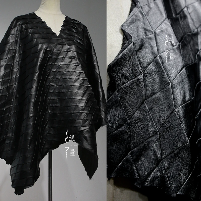 

Рыбья кожа трехмерная Тяжелая искусственная черная кожа Сделай Сам ткань ручной работы резьба для одежды количество дизайнерских тканей