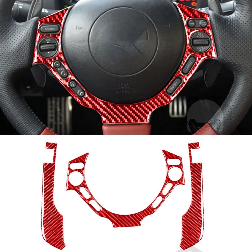 

Dashboard steering Wheel Cover Trim Sticker Decal for Nissan GTR R35 2008-2016 Car Interior Accessories Red Carbon Fiber