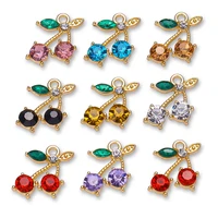20pcs cute sweet red cherries enamel charms for earrings pendants necklace fruit alloy charm diy bracelet jewelry supplies