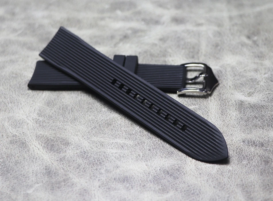 Comfortable New Waterproof Fluorine Rubber Strap 20mm 22mm Replacement Black Watchbands Watch Band Men Silica Gel Soft Bracelet