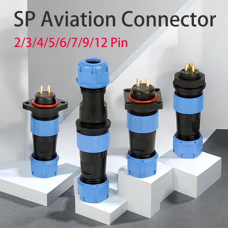 

SP13 SP16 SP17 SP20 SP21 Waterproof Aviation Connector Socket Male and Female 2 3 4 5 7 9 10 12 Pin Rear Nut Flange Docking Type