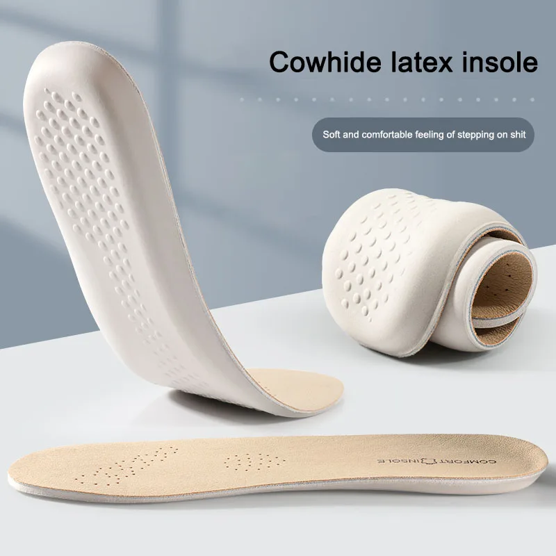 

Cowhide Insoles for Shoes Leather Latex Sports Insole Arch Support Shoe Pads Shock Absorbing Plantar Fasciitis Template Inserts