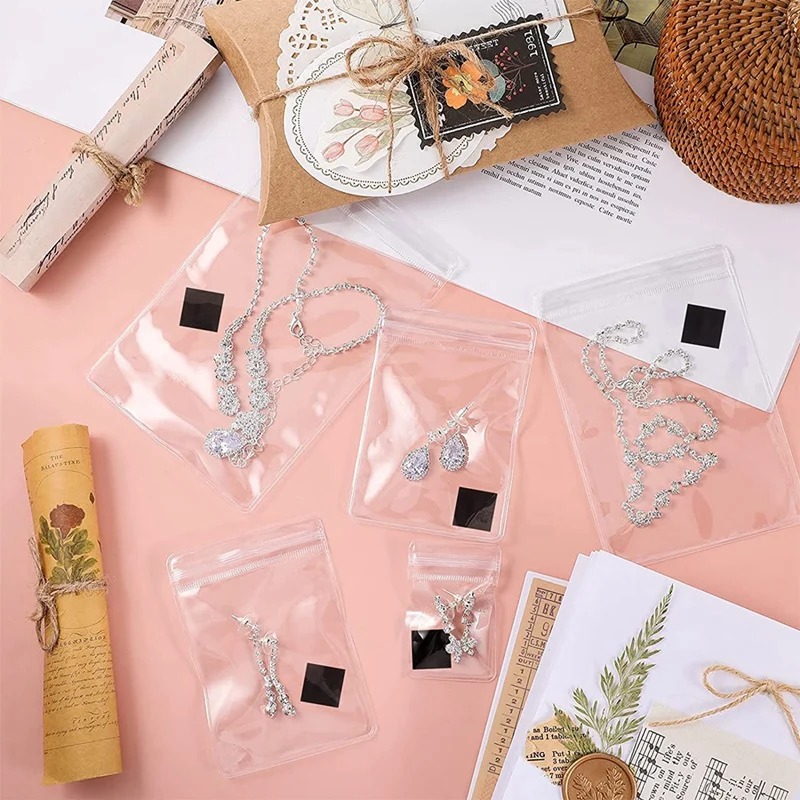 120 шт. прозрачные пластиковые сумки для ювелирных изделий наборы полосок против