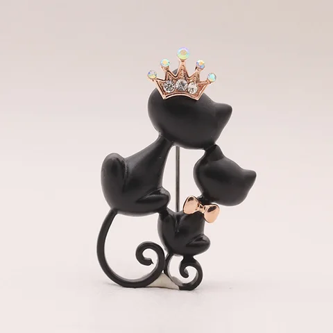 Женская брошь в форме шляпы шарфа костюма пряжки для одежды Гладкие Черные броши в форме кошки для мамы дочки короны с кристаллами королевы корсажные булавки для хиджаба