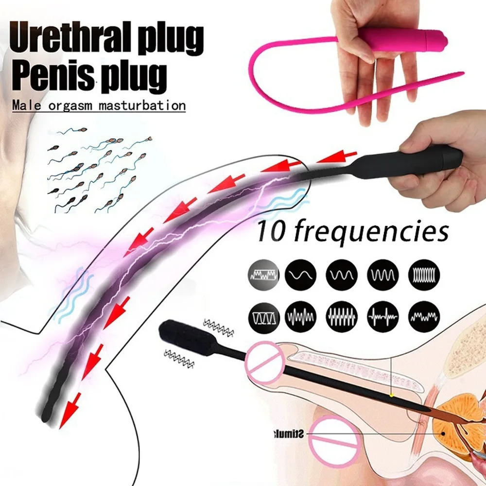 

10 Frequency Urethral Vibrator Catheter Penis Plug Sex Toy for Men Vibrating Urethral Plug Penis Insertion Urethra Sound Dilator