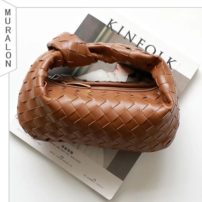 Luxury Woven Hand-knotted HandBag High Quality Genuine Leather One Shoulder Armpit Bag Designer Bag Women's Portable Cloud Pouch