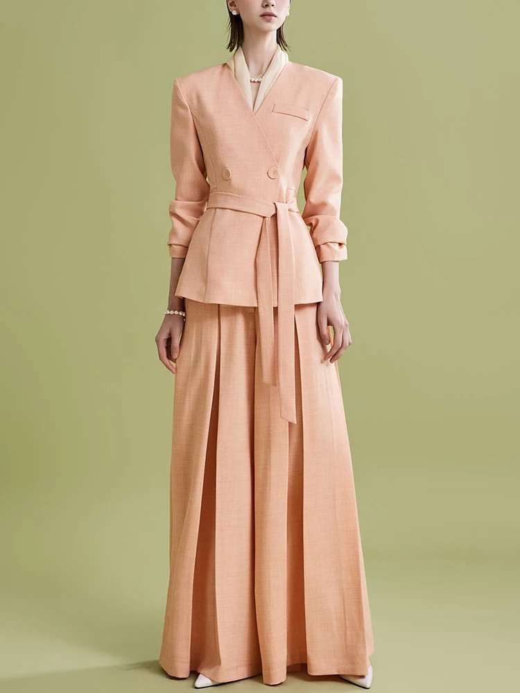 TWOTWINSTYLE однотонный элегантный комплект из двух предметов для женщин v-образный