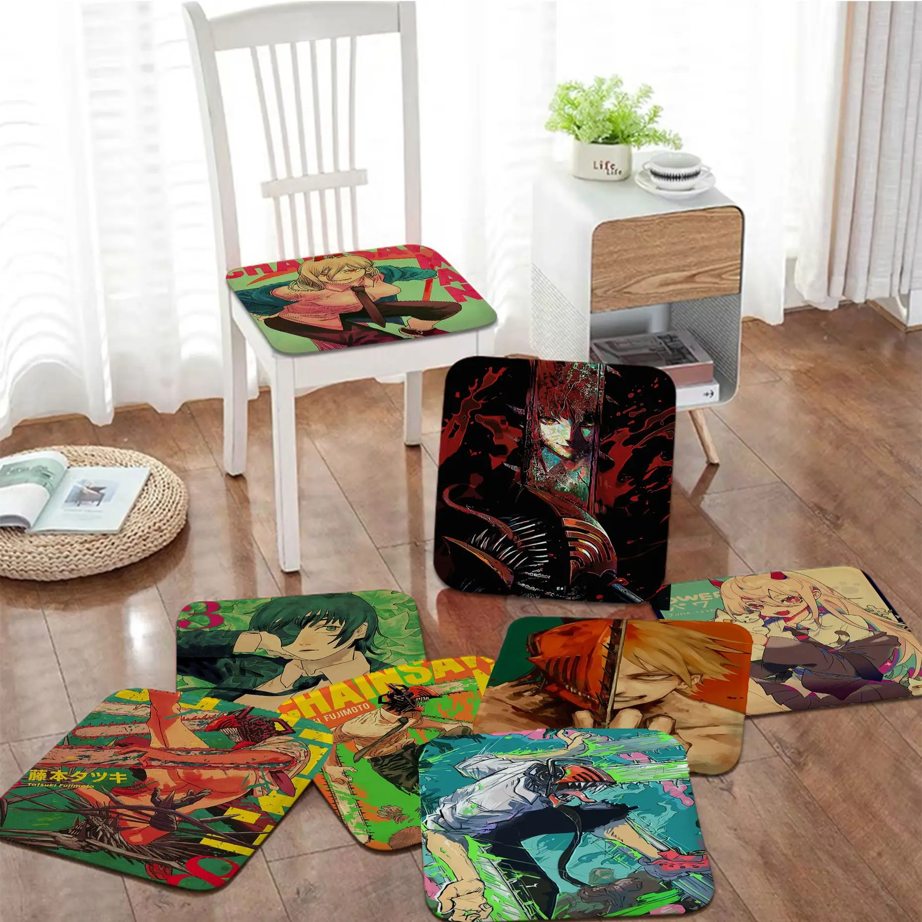 

Hot Anime Chainsaw Man Square Chair Mat Soft Pad Seat Cushion For Dining Patio Home Office Indoor Outdoor Garden Cushion Pads