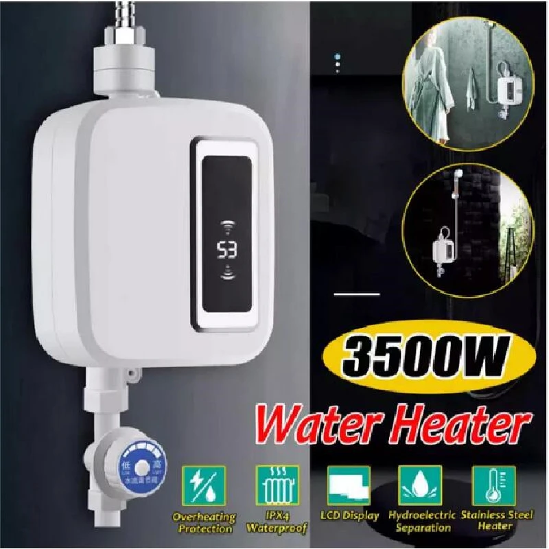 JY-018A,220V Water Heater Bathroom Kitchen Instant Electric Hot Water Heater Tap Temperature Display Faucet Shower Tankless Tap